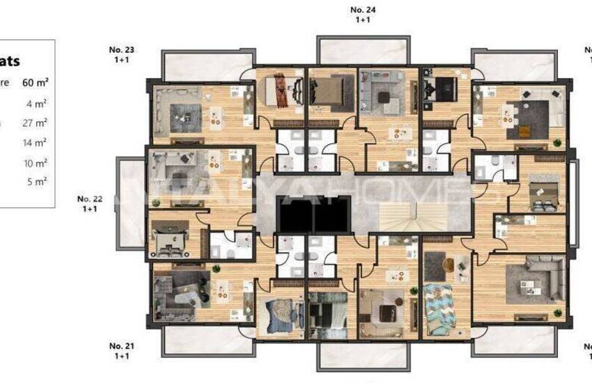 Alanya'da Denize Yakın Havuzlu Sitede Manzaralı Şık Daireler 15