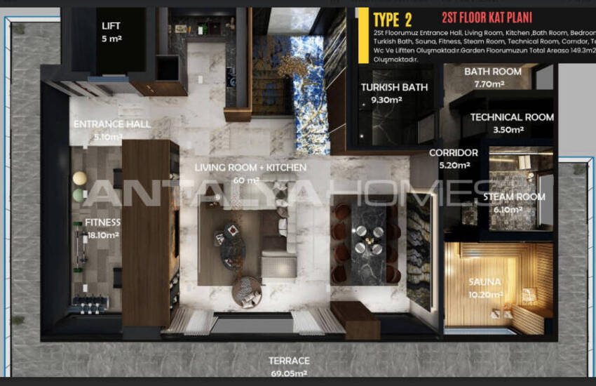 فلل مطلة على البحر مع مسبح خاص في ألانيا أنطاليا 45