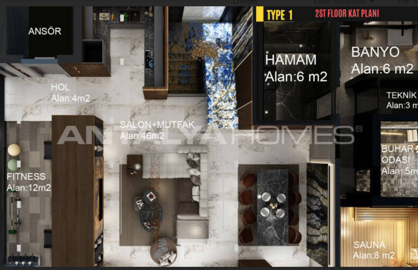 فلل مطلة على البحر مع مسبح خاص في ألانيا أنطاليا 48