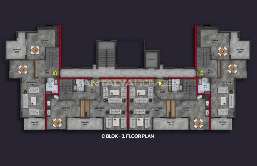 Элитные квартиры в полностью готовом к въезду доме в Алании 24