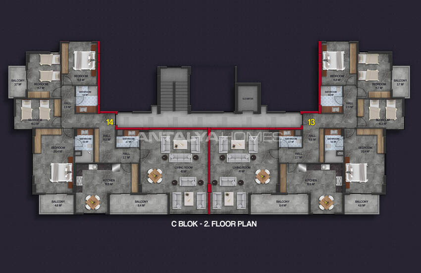 Элитные квартиры в полностью готовом к въезду доме в Алании 25