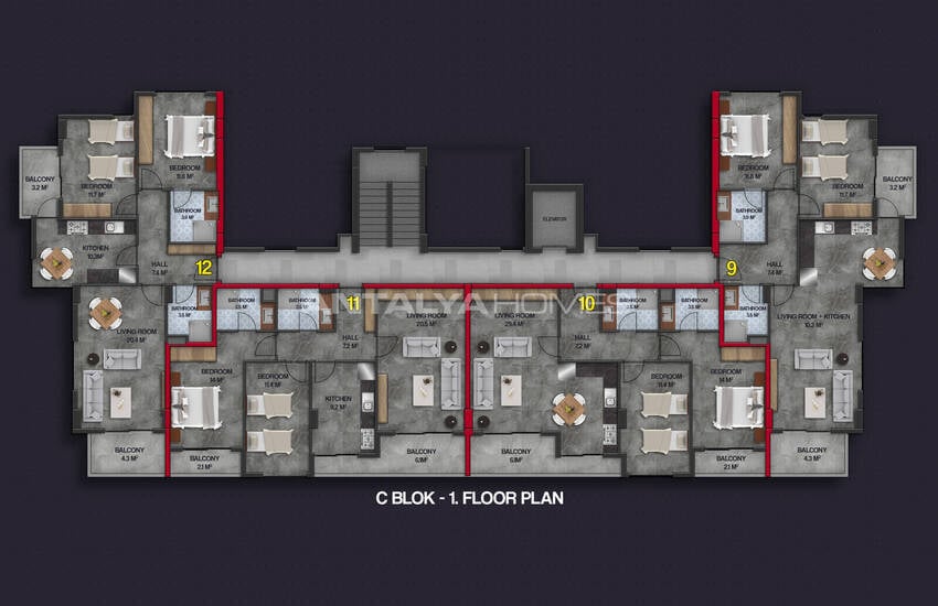 Элитные квартиры в полностью готовом к въезду доме в Алании 26