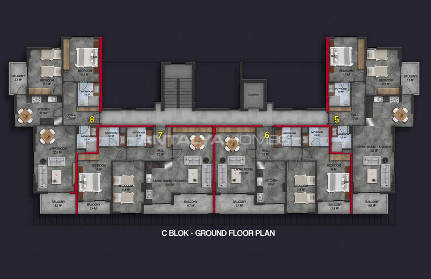 Элитные квартиры в полностью готовом к въезду доме в Алании 27