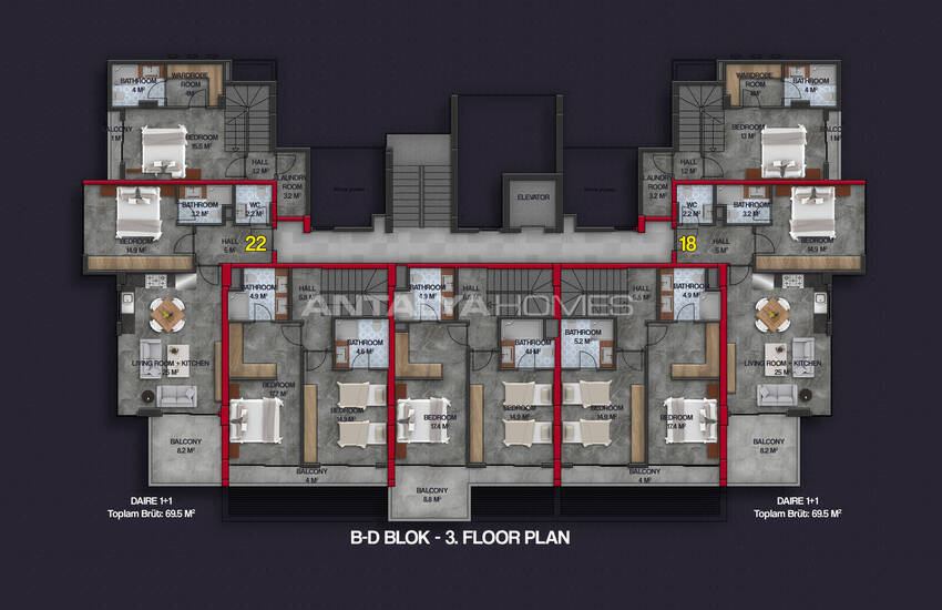 Элитные квартиры в полностью готовом к въезду доме в Алании 30