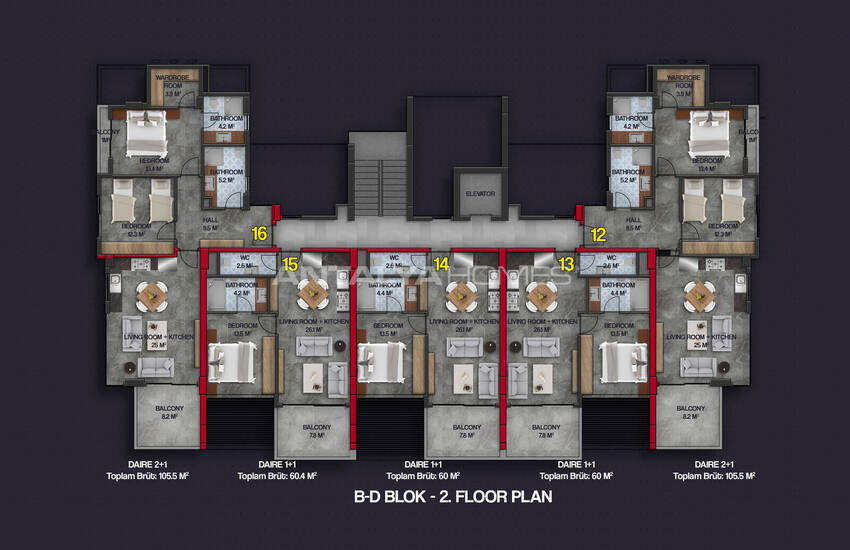 Элитные квартиры в полностью готовом к въезду доме в Алании 31
