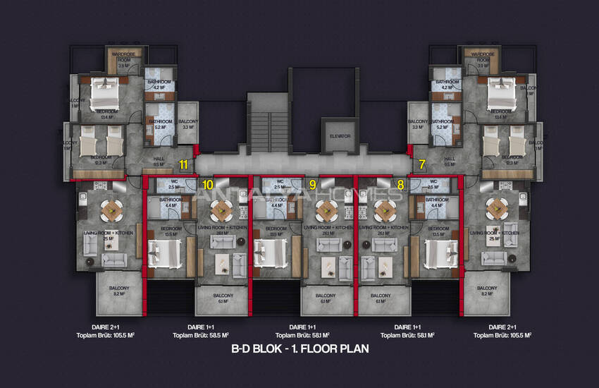 Элитные квартиры в полностью готовом к въезду доме в Алании 32