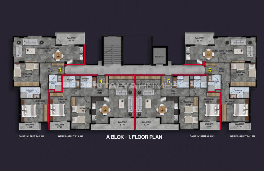 Элитные квартиры в полностью готовом к въезду доме в Алании 38
