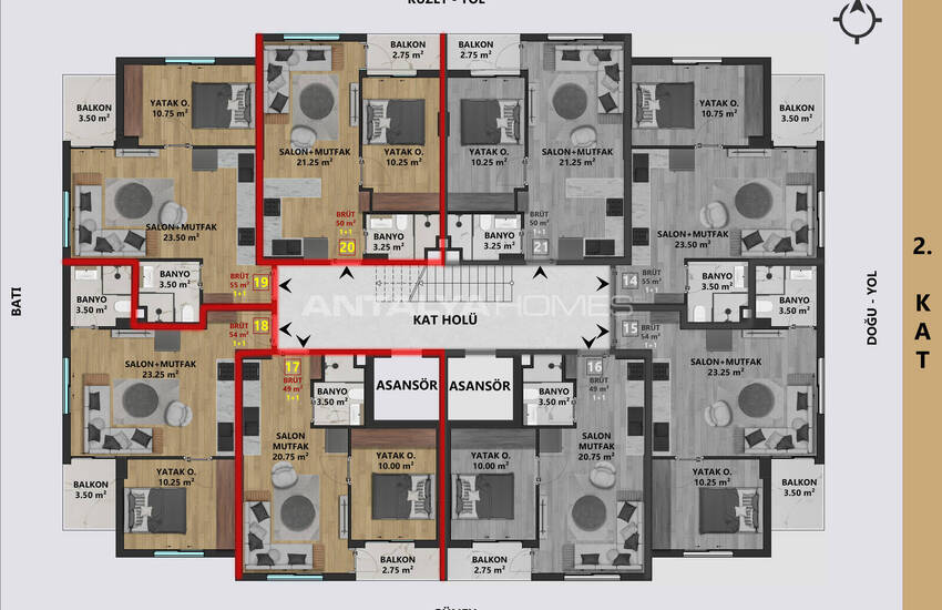 شقق سكنية مع مسبح بالقرب من المركز التجاري في مراد باشا أنطاليا 32