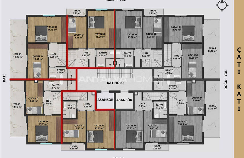 شقق سكنية مع مسبح بالقرب من المركز التجاري في مراد باشا أنطاليا 33