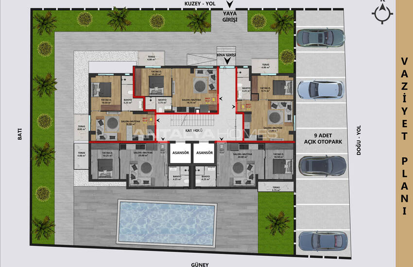 شقق سكنية مع مسبح بالقرب من المركز التجاري في مراد باشا أنطاليا 34