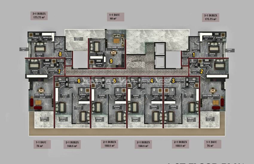 شقق مطلة على البحر والمدينة في مجمع مع مسبح في ألانيا 29