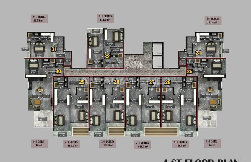 شقق مطلة على البحر والمدينة في مجمع مع مسبح في ألانيا 32