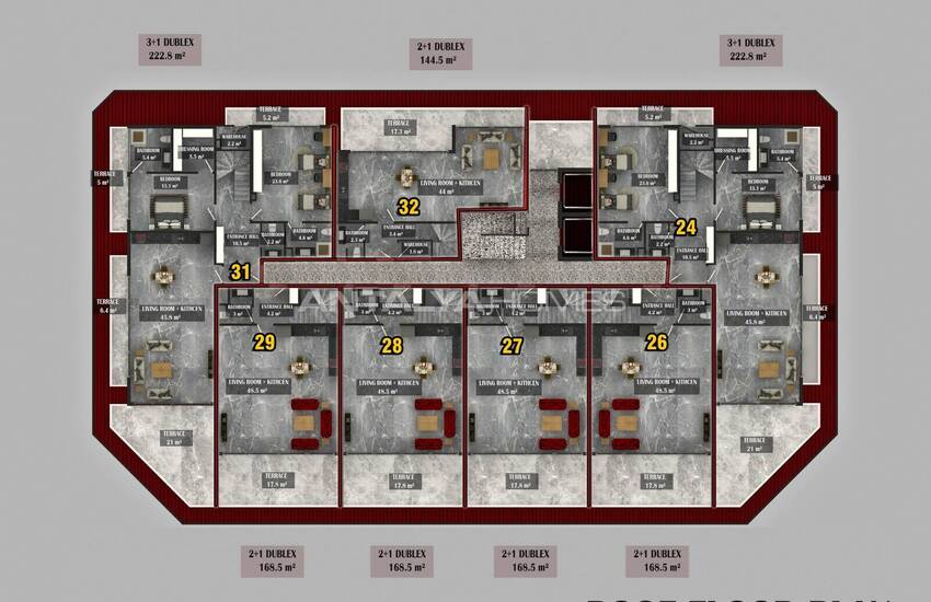 شقق مطلة على البحر والمدينة في مجمع مع مسبح في ألانيا 33