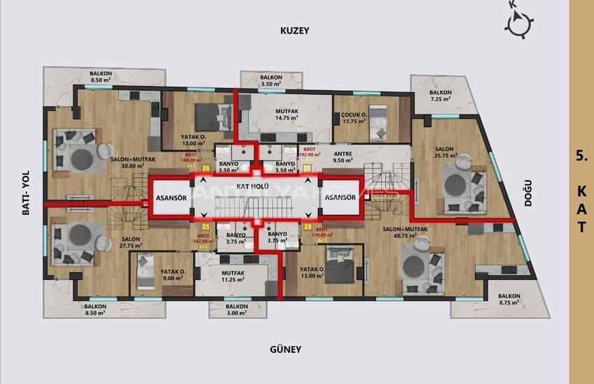 Antalya Muratpaşa'da Otoparklı Site İçinde Şık Daireler 7