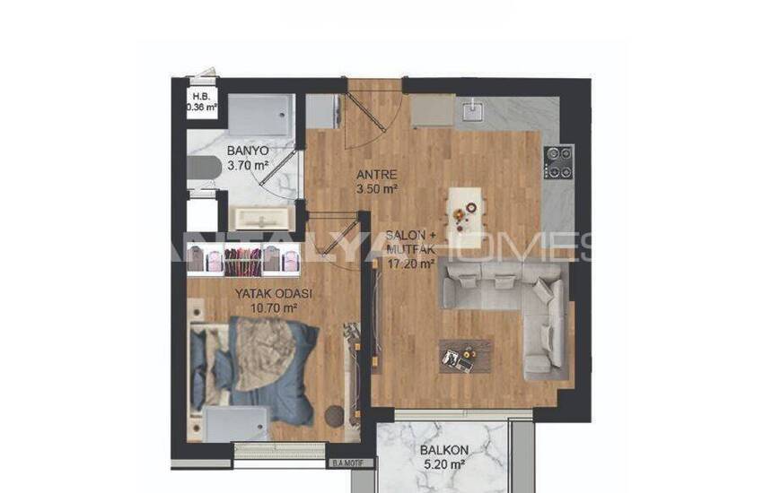 Стильная недвижимость в 4-х блочном комплексе в Анталии Кепез 34