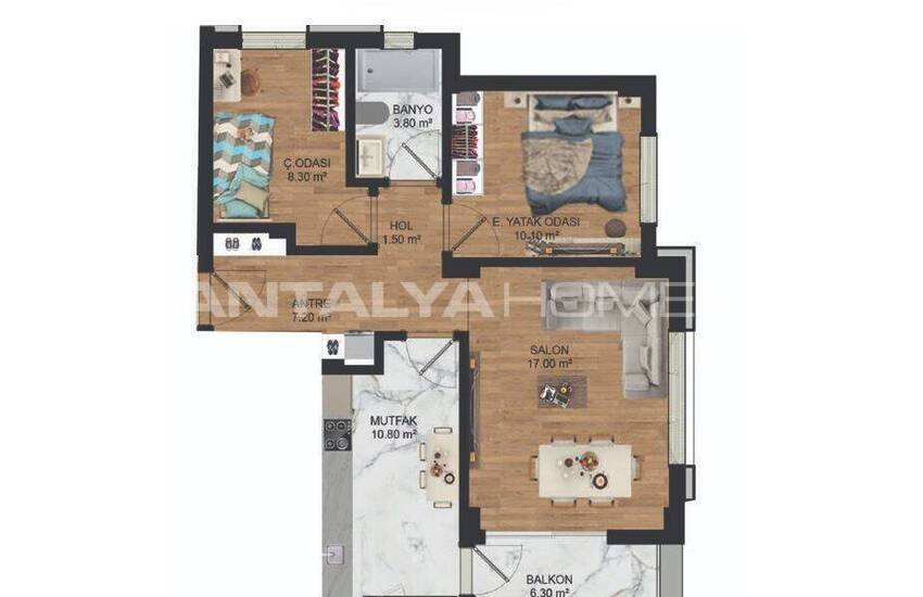 Стильная недвижимость в 4-х блочном комплексе в Анталии Кепез 35