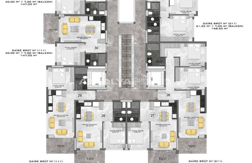 آپارتمان در یک مجتمع با امکانات رفاهی در Kestel Alanya 31