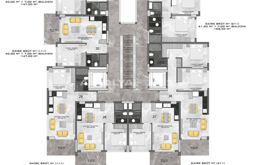 Apartments in a Seafront Complex with Social Amenities in Kestel 14
