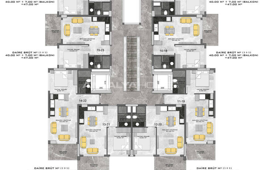 Apartments in a Seafront Complex with Social Amenities in Kestel 15