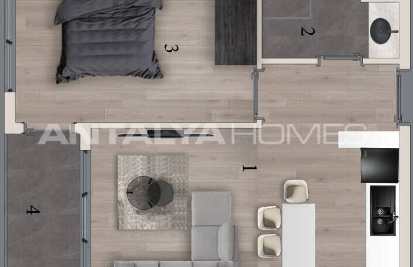 Квартиры с 1 спальней и балконом в Алтынташ, Анталия 31