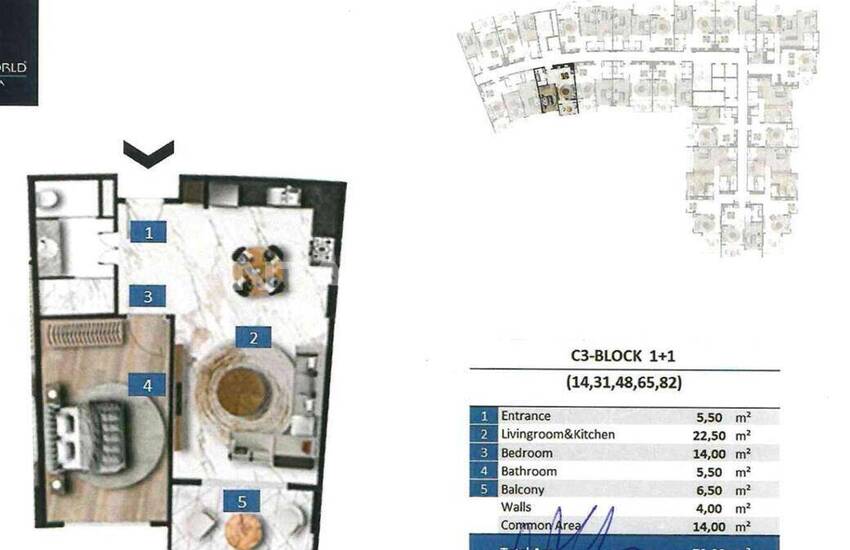 Квартира в комплексе Azura World Residence рядом с морем в Тюрклере 43