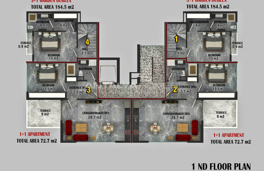 Stilvolle Wohnungen 400 M Von Der Küste In Alanya, Antalya 11