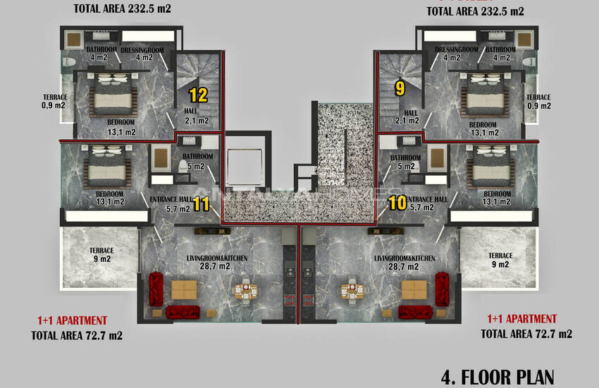 Stilvolle Wohnungen 400 M Von Der Küste In Alanya, Antalya 13