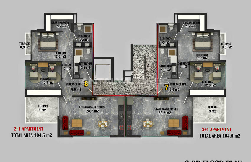 Stilvolle Wohnungen 400 M Von Der Küste In Alanya, Antalya 9