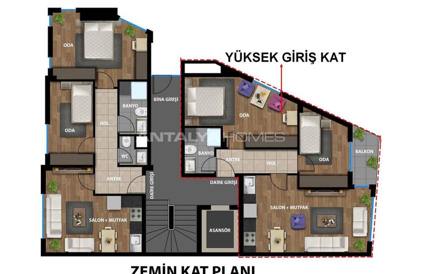 Antalya Muratpaşa'da Denize ve Alışveriş Merkezine Yakın Daireler 9