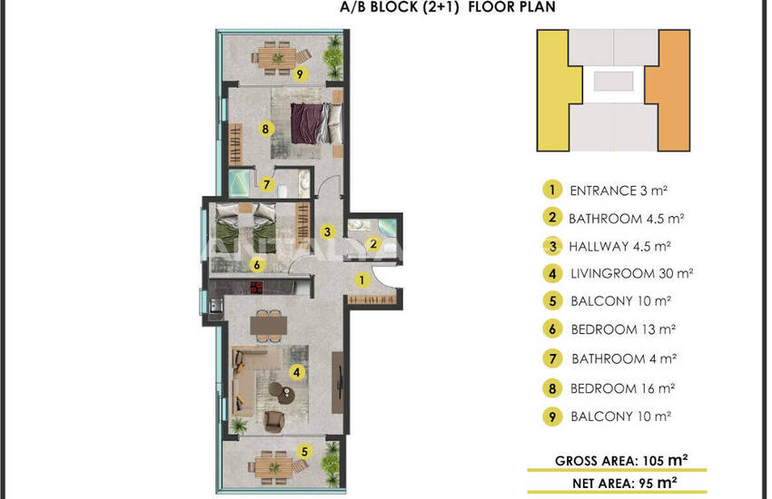 Стильные квартиры с видом на горы в Алании, Кестель 32