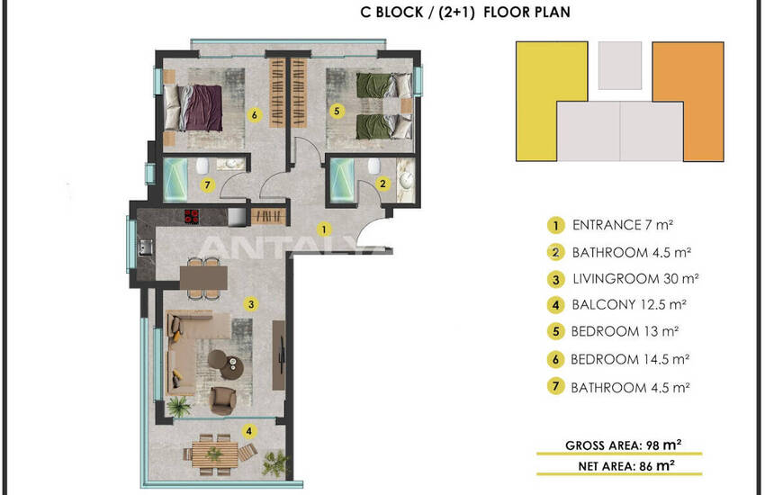 Snygga Lägenheter Med Utsikt Över Bergen I Alanya Kestel 45