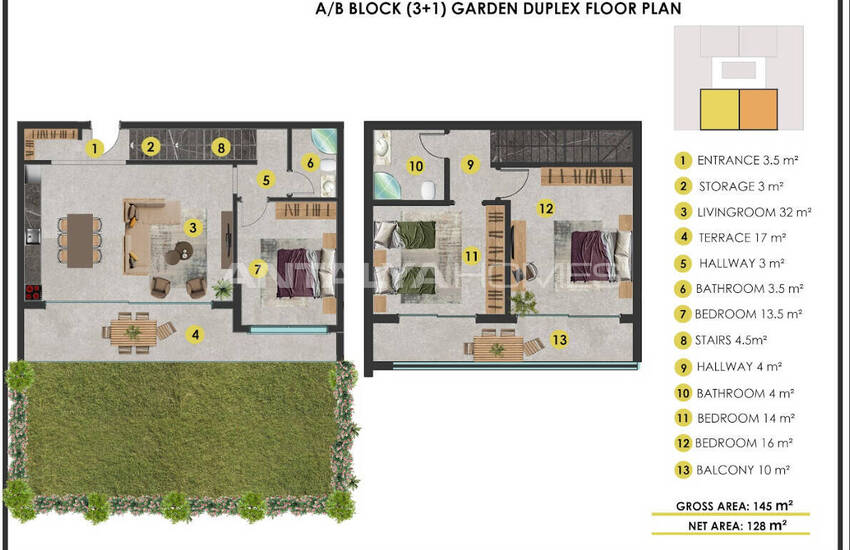 Стильные квартиры с видом на горы в Алании, Кестель 35