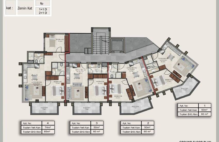 Недвижимость с видом на море и город в центре Алании 20