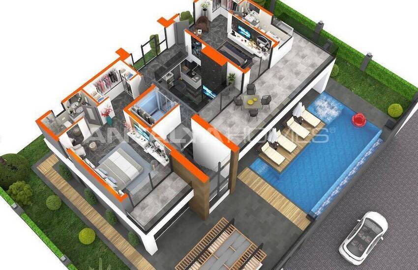 Sea View Houses with Pool for Sale in Alanya 38