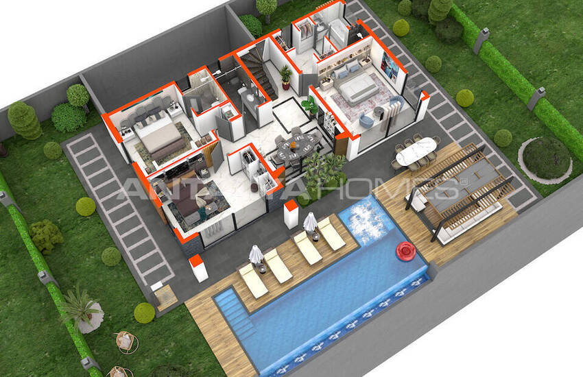 Sea View Houses with Pool for Sale in Alanya 40