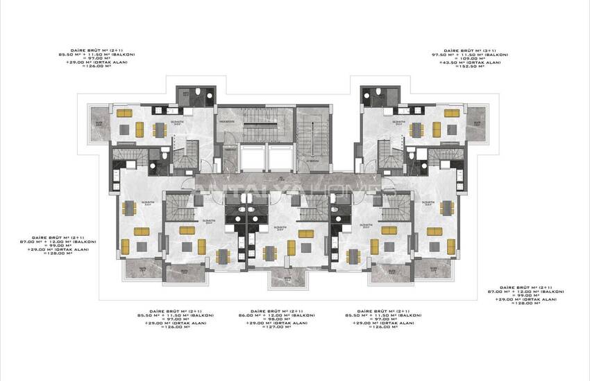 Квартиры с видом на море в комплексе в Алании, Тосмур 19