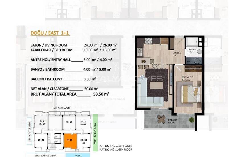 Zeezicht Appartementen In Omheind Complex In Alanya 29