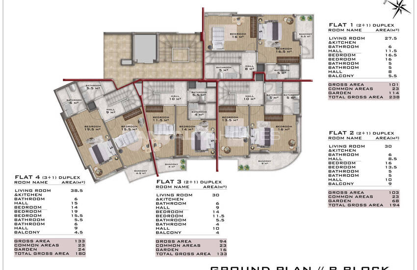 Appartements Dans Un Complexe De Deux Blocs À Alanya Turquie 20