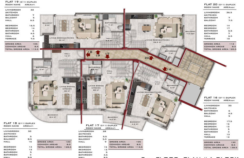 Appartements Dans Un Complexe De Deux Blocs À Alanya Turquie 22