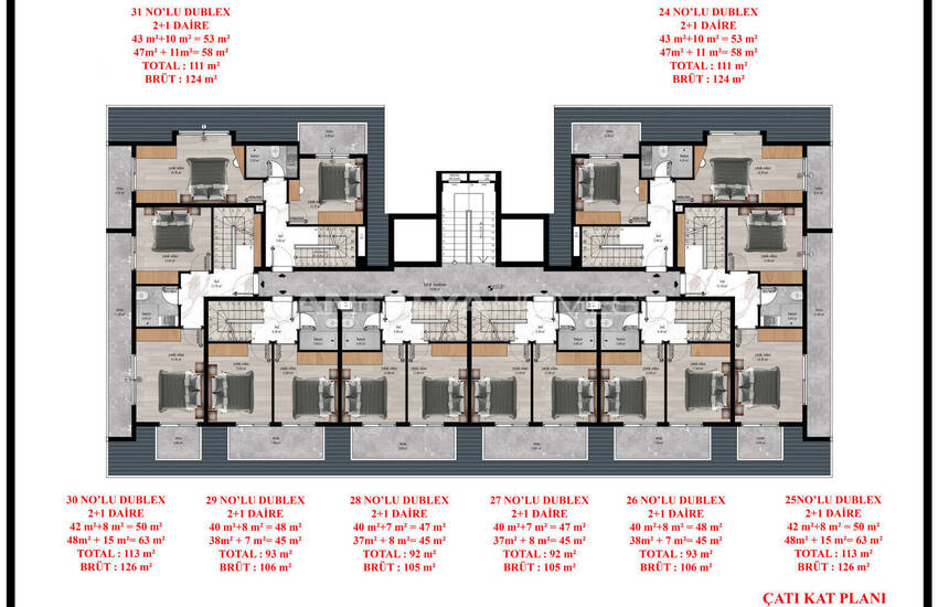 Flats for Sale Close to the Sea in Tosmur, Alanya 14