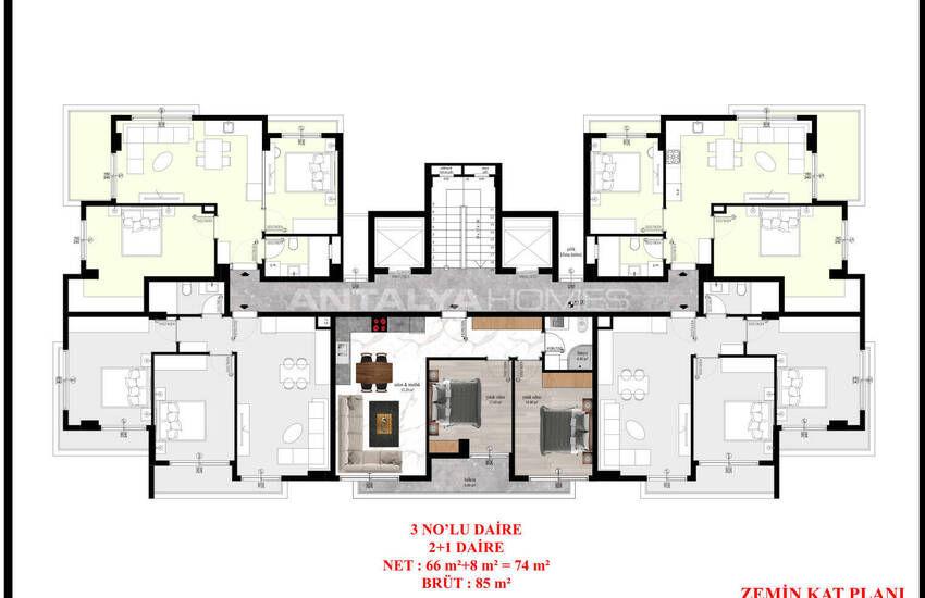 Flats for Sale Close to the Sea in Tosmur, Alanya 15