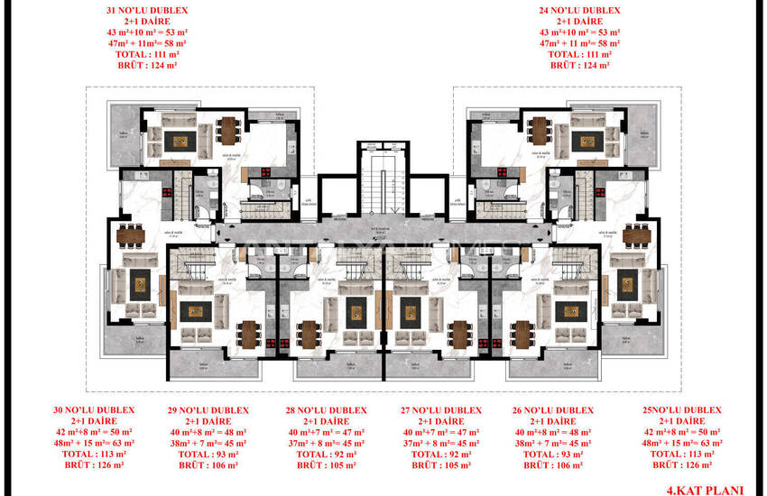 Flats for Sale Close to the Sea in Tosmur, Alanya 12