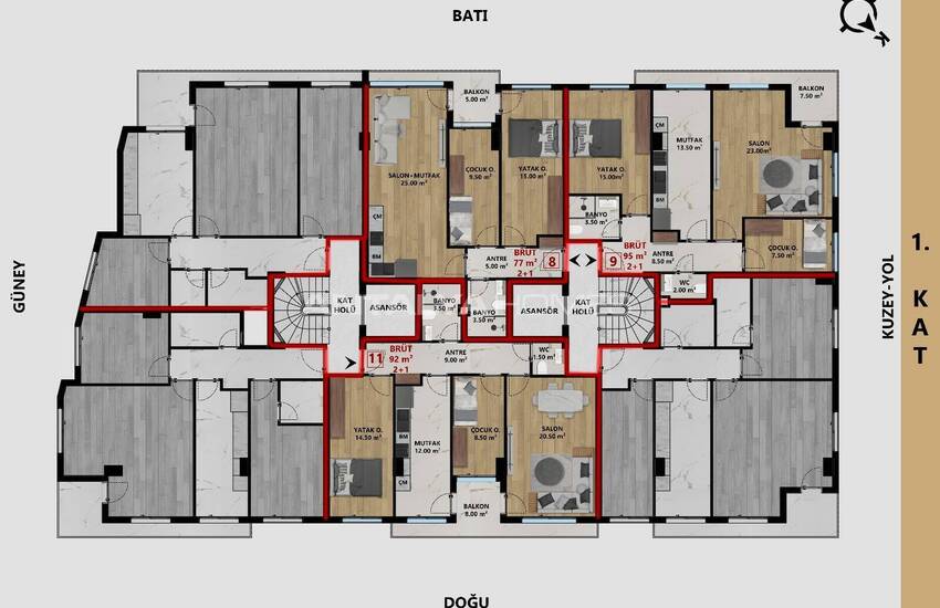 شقق أنيقة في مركز مدينة مراد باشا، أنطاليا 24