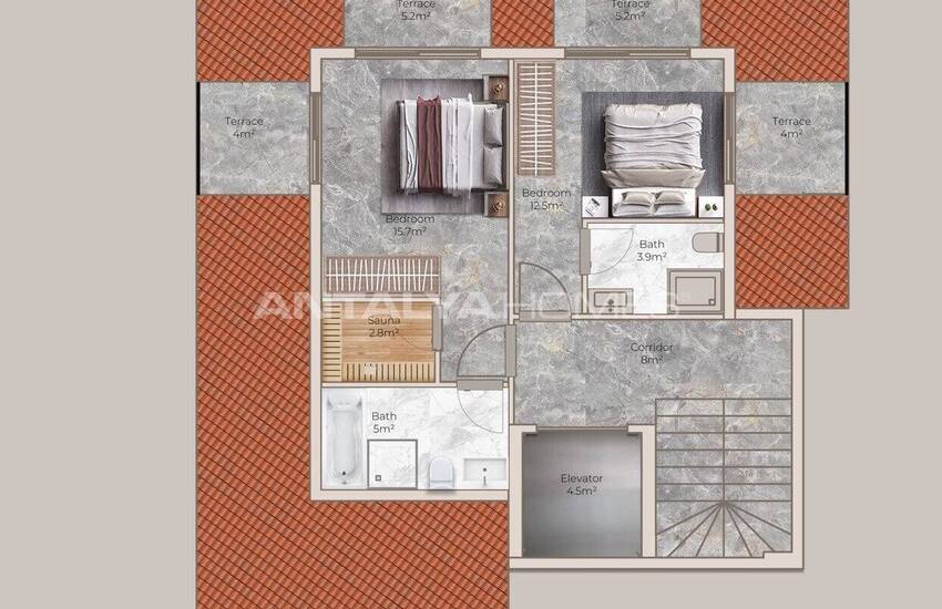 Detached Sea-view Villas with Pools in Alanya Antalya 41