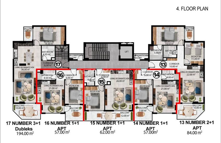 Appartements Avec Vue Mer Et Ville Près De La Plage À Alanya Oba 21