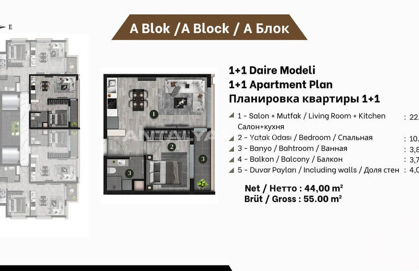 آپارتمان‌ها در مجتمعی با استخر نزدیک بیمارستان در آنتالیا 21