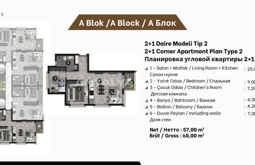آپارتمان‌ها در مجتمعی با استخر نزدیک بیمارستان در آنتالیا 24