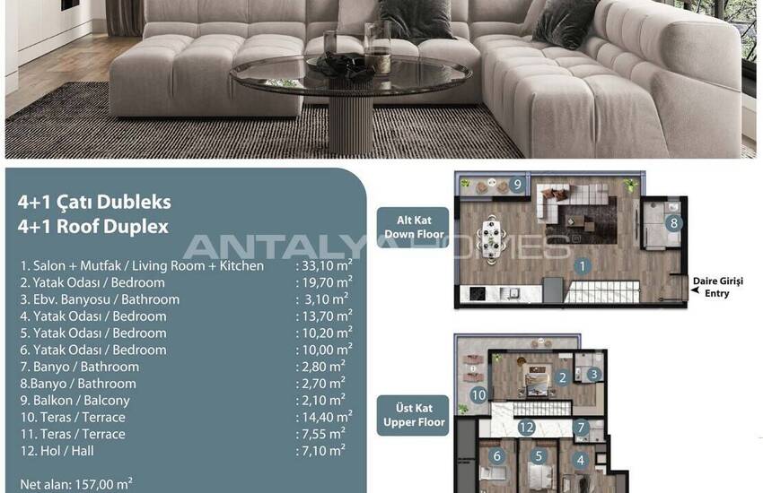 Просторные квартиры рядом с трамвайной остановкой в районе Анталия 27