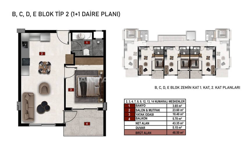 Flats with Rich Social Amenities Near the Beach in Alanya 23