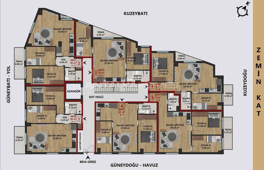 Antalya Muratpaşa'da Denize ve Olanaklara Yakın Daireler 7